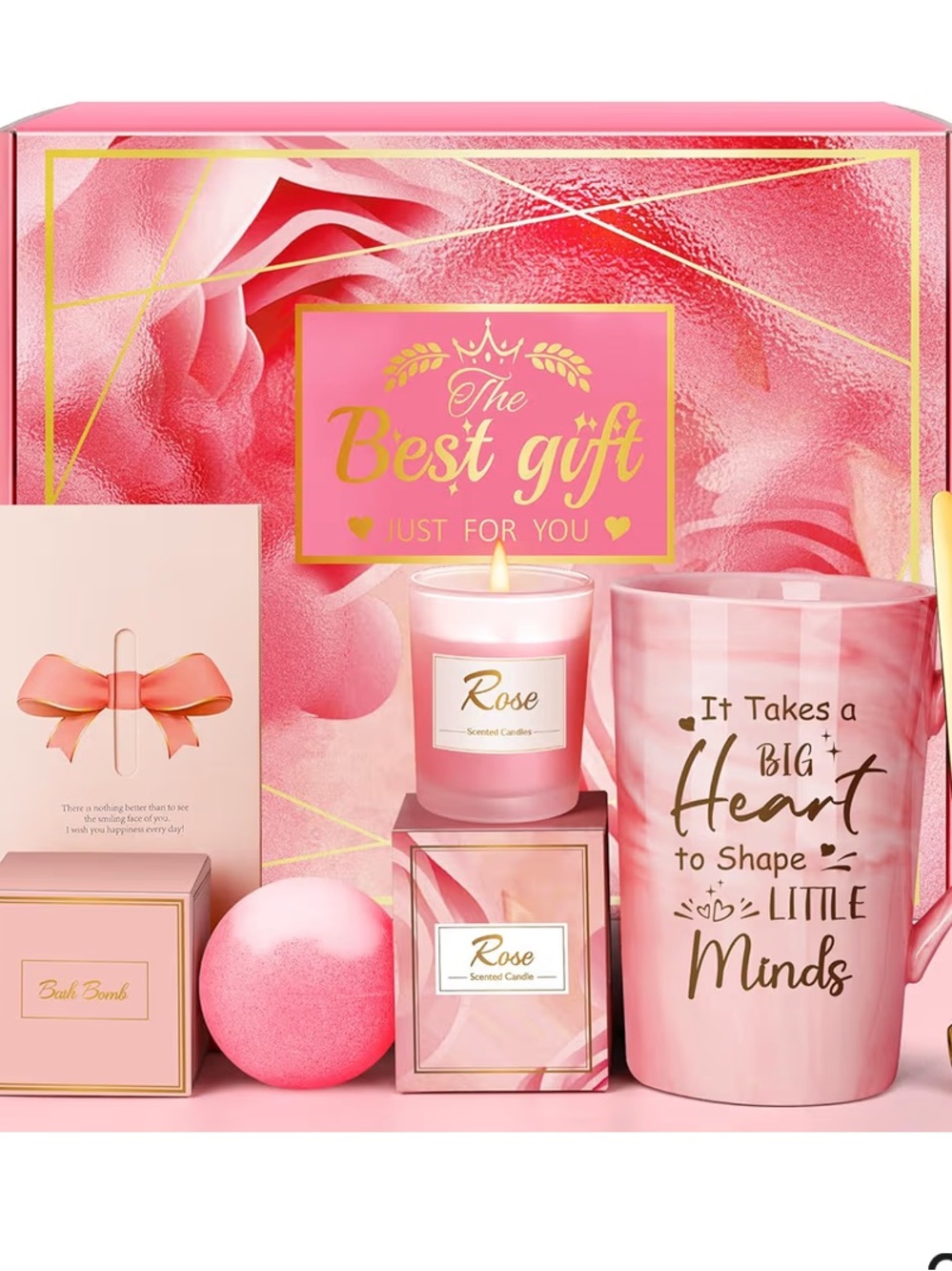 Rose Scented Spa Gift Set For Teachers– Pink Relaxation Bundle